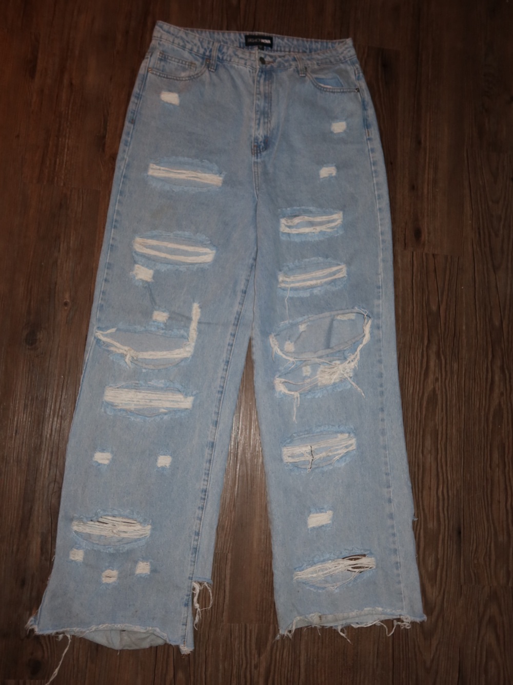 Fashion Nova Light Blue Ripped Mom Jeans